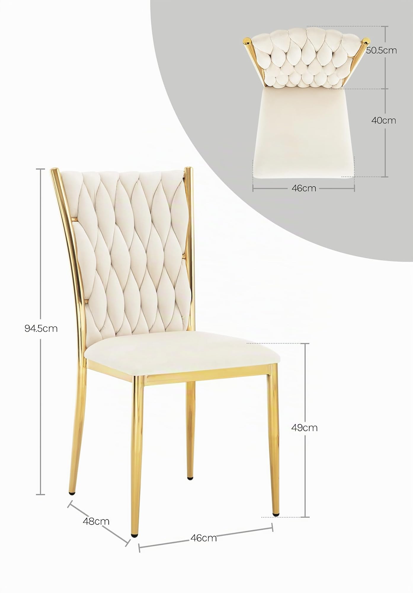 WOLTU Juego de 4 Silla de Comedor,Beige | Modernas,Estilosos con Respaldo Alto, Patas Metálicas, Carga 150kg