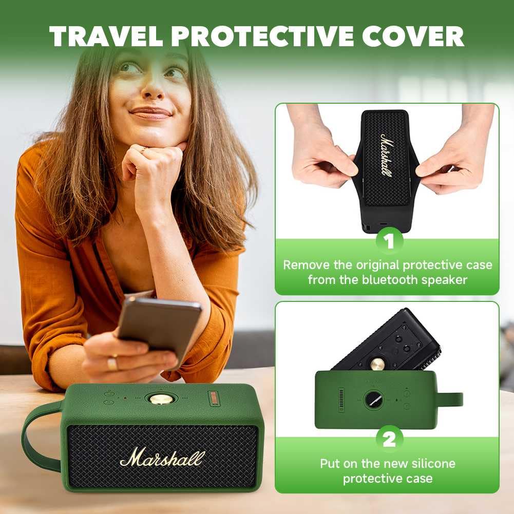 Growalleter Custodia in silicone per altoparlante Bluetooth portatile Marshall Emberton III, custodia protettiva da viaggio compatibile con accessori Marshall Emberton III, custodia in silicone