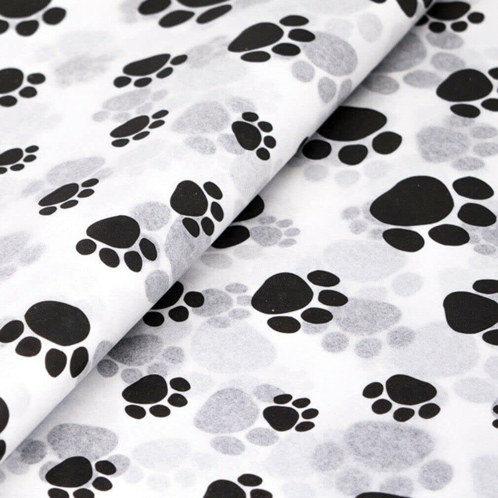 Mustbebonkers White Paw Prints - Pets Puppy Dog Cat Birthday Toy Wrapping Tissue Paper 50X75cm (1 Sheet)