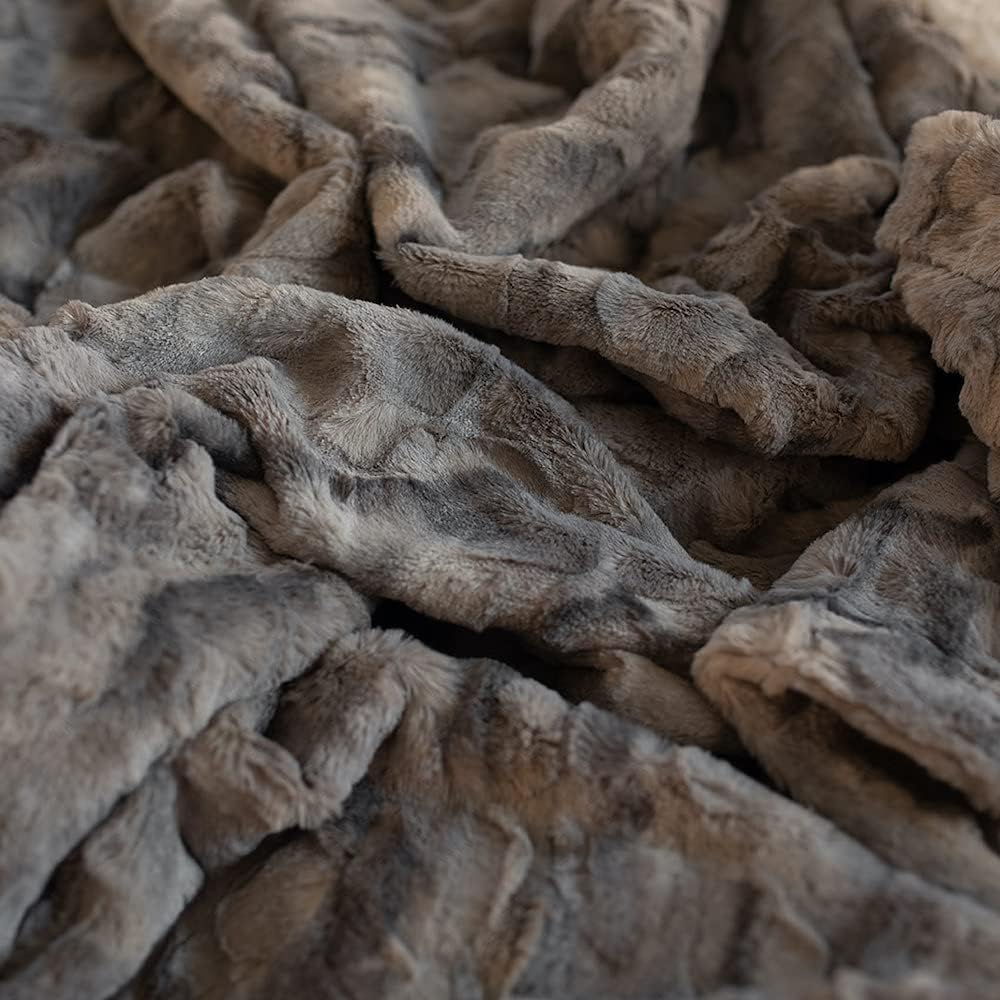 Large Super Soft Warm Elegant Cozy Faux Fur Home Throw Blanket 50" x 60" by Graced Soft Luxuries, Marbled Gray : Home & Kitchen