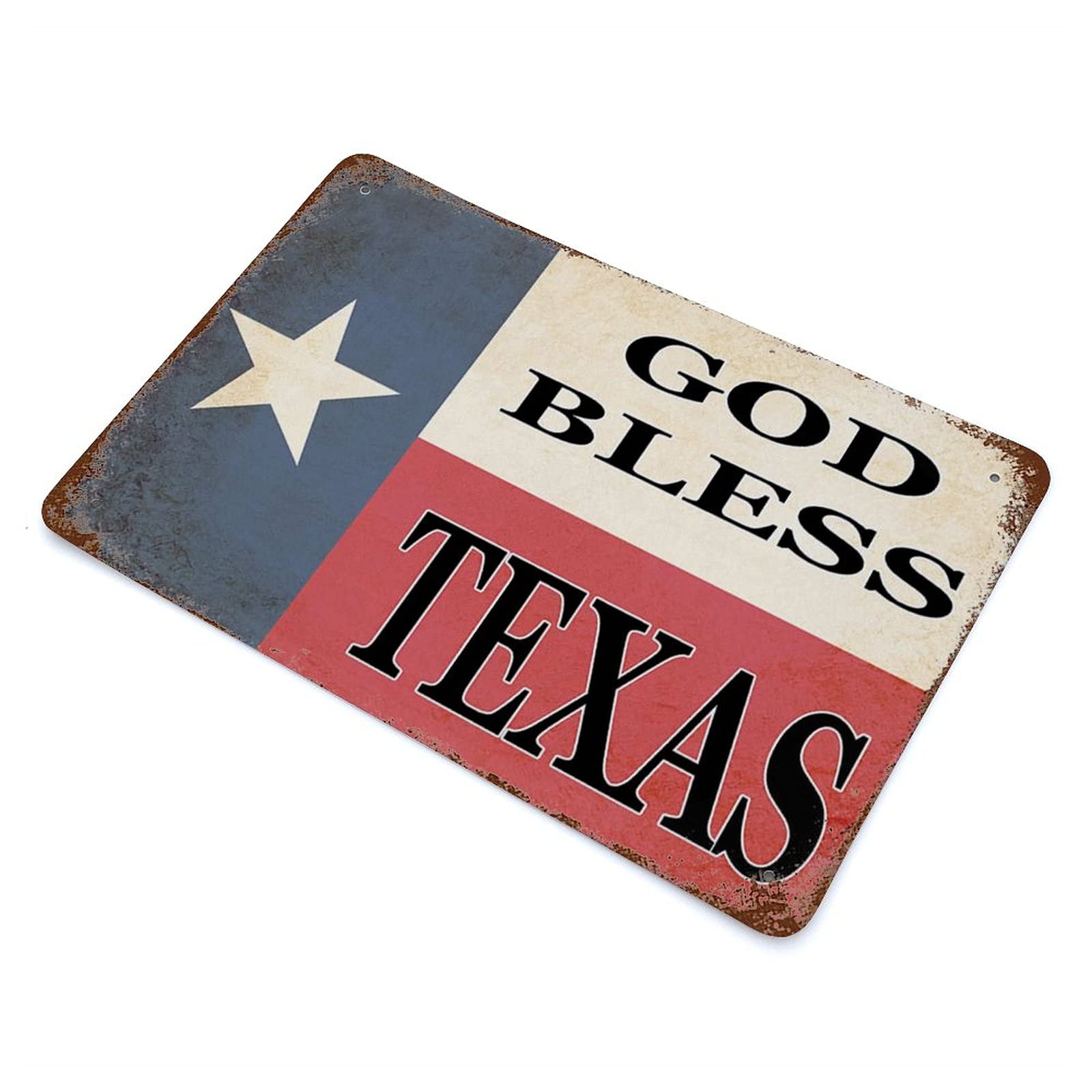 Larkverk God Bless Texas Blechschild – 30,5x20,3 Cm, Vintage Design, Wanddekoration