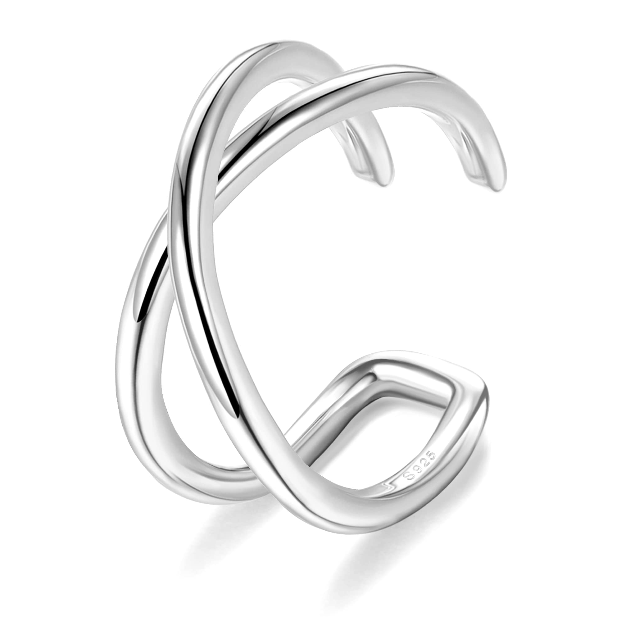 ORAZIO Set 3 Orecchini A Polsino Regolabili In Argento 925 - Finti Piercing Per Cartilagine, Placcati Oro 14K, Non Perforanti - 3