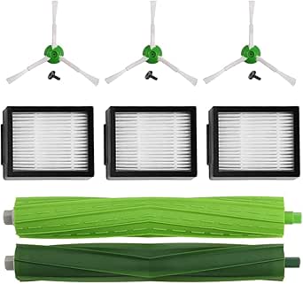 MIRTUX Pack de Accesorios compatible con Roomba E5 E6 i1 i3 i3+ i7 e5154 e5158 j7. Kit de recambios Completo. Repuestos de reemplazo de cepillos Laterales, filtros, Rodillos extractores.0