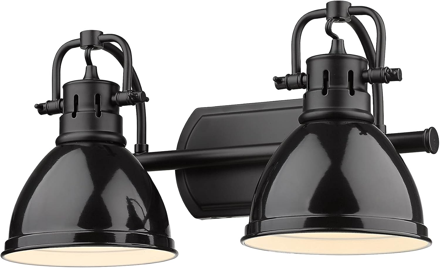 Golden Lighting Duncan Matte Black Two-Light Bath Vanity with Black Shades