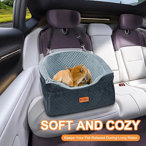 Miniatura 6 de Vivifying Asiento de automóvil para perros pequeños y medianos, asiento elevador desmontable y lavable para mascotas de hasta 30 libras, cama de