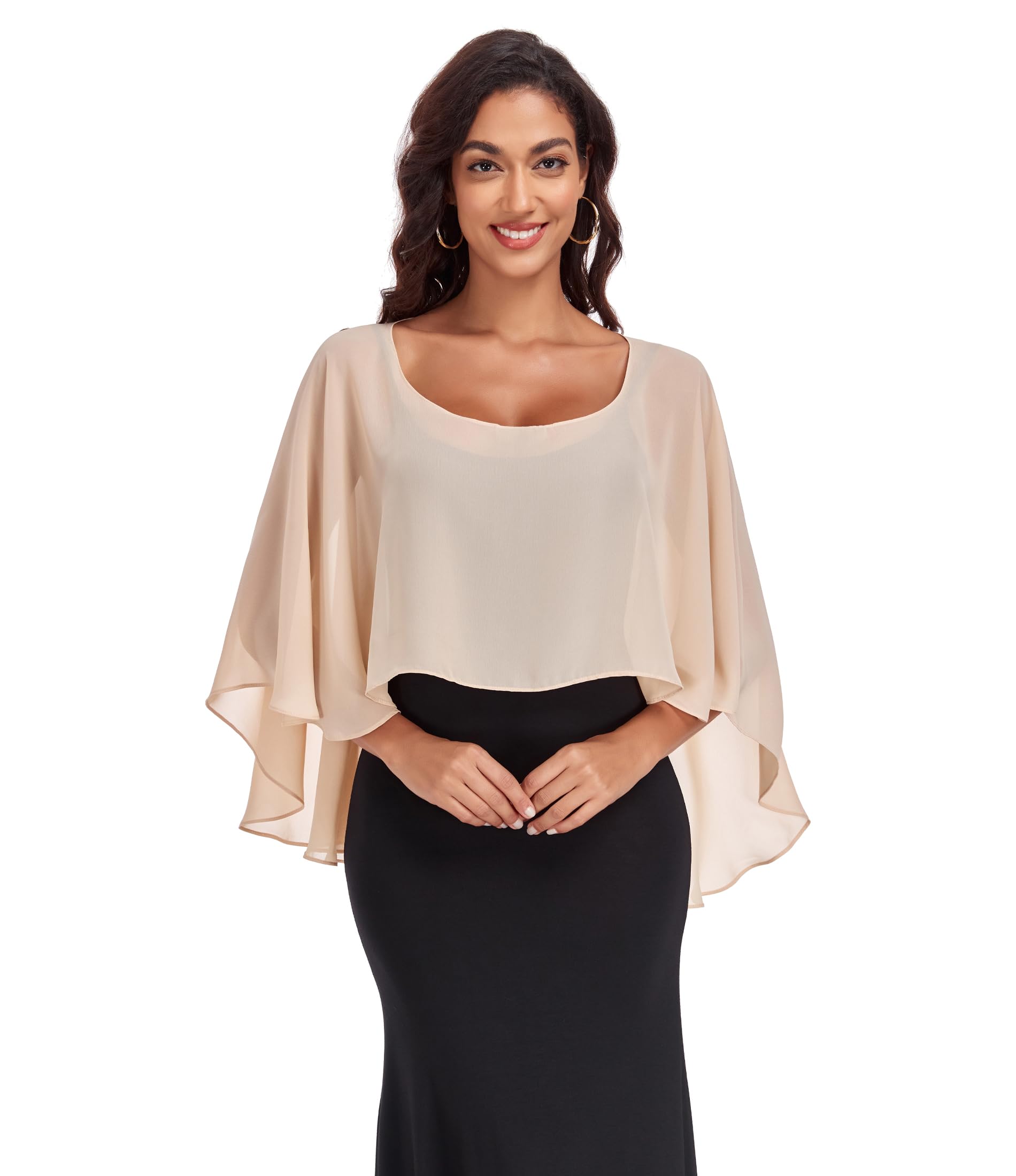 Sheer Shawls and Wraps for Evening Dresses Chiffon Capes for Women Soft Wedding Cover Up