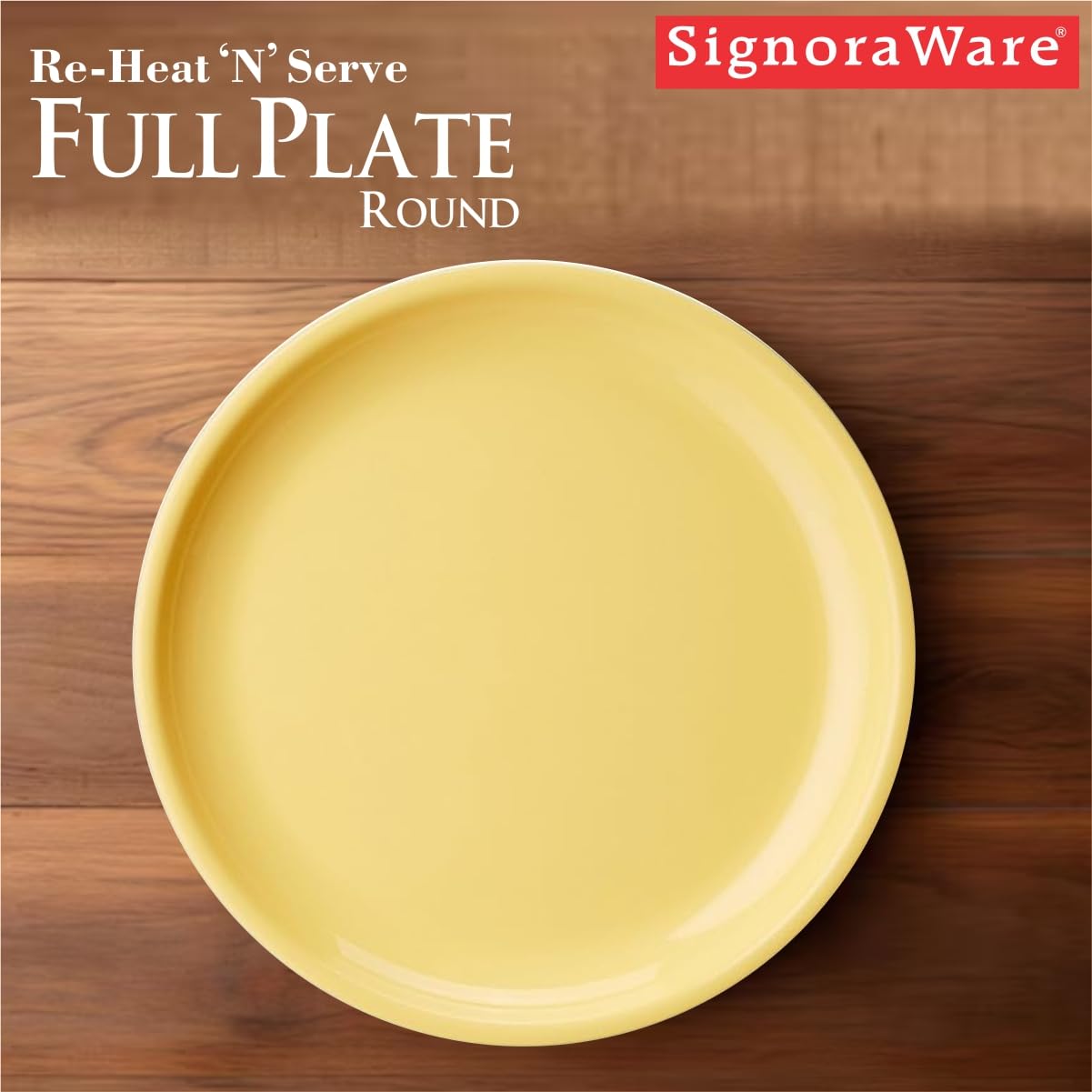 Signoraware Round Plastic Full Plate Set, Set of 3, Lemon Yellow 2