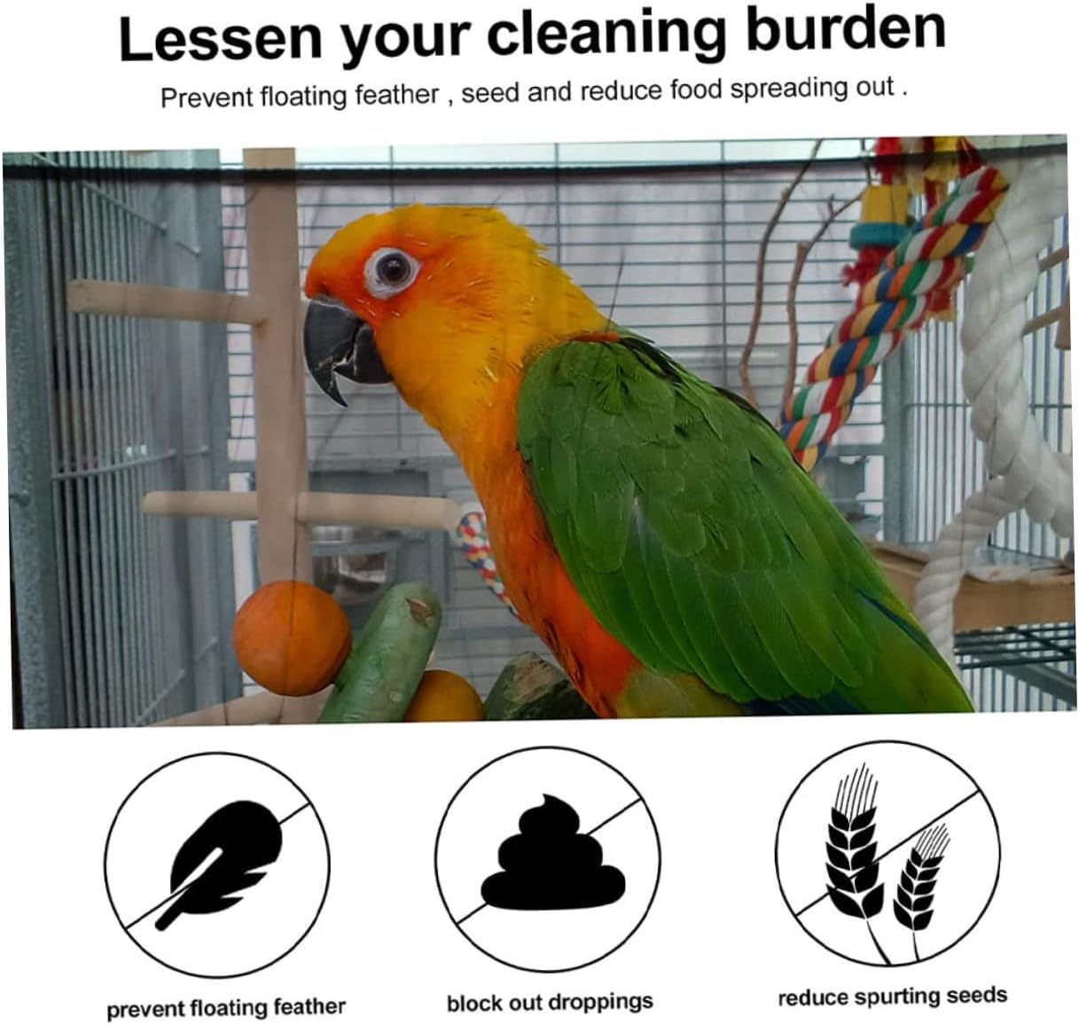 2pcs Birdcage Protector Breathable Cover for Parrot and Budgie Cages Elastic Mesh Netting to Prevent Splashing Fits Birdcages