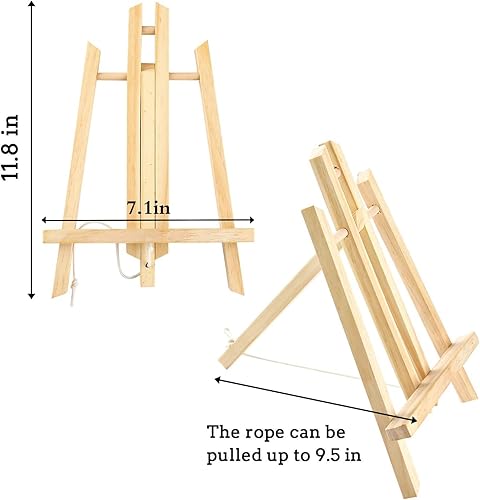 Miniatura 2 de AROIC Caballetes de madera, caballete para pintar lienzos, arte y manualidades. (11.8 pulgadas, paquete de 4), trípode, caballete de fiesta de