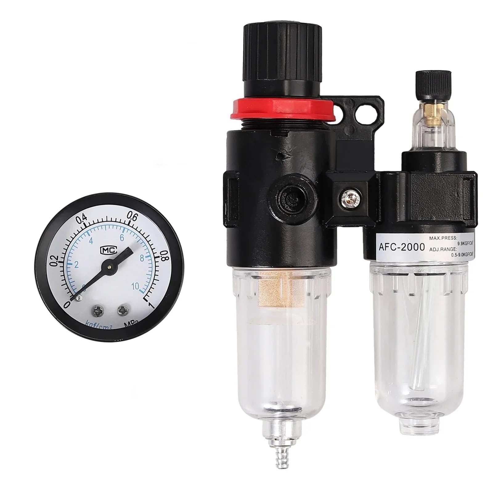 Válvula reductora de presión for compresor de aire de 1/4", separador de aceite y agua, regulador y filtro, con núcleo de cobre plástico, AFC2000(Plastic core)
