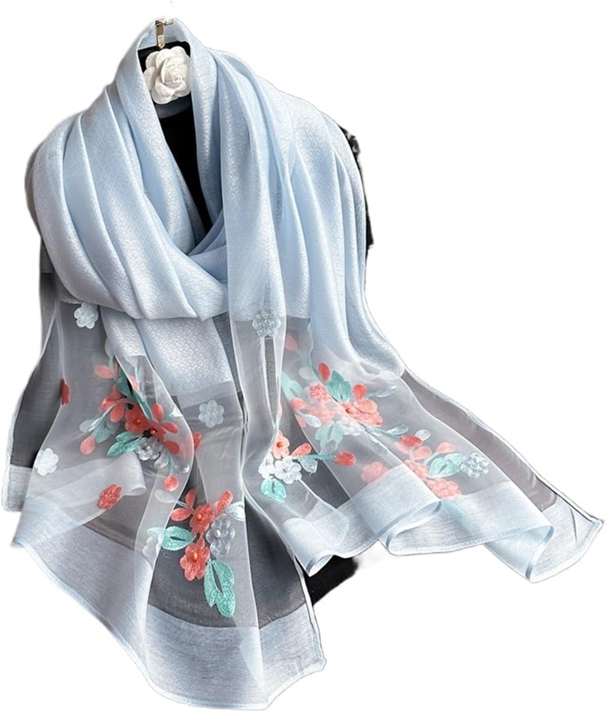 Luxury Women Hijab Shiny Lace Scarf Silk Soft Shawls and Wraps Embroidery Flower Thin Scarves Foulard