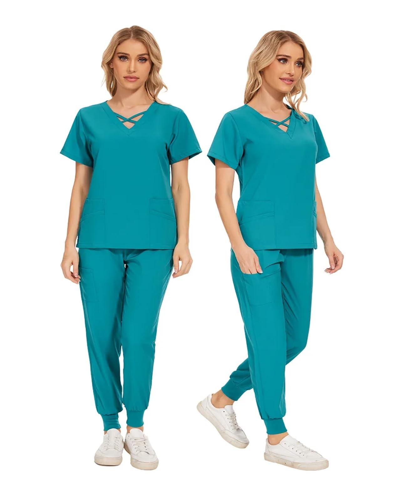 Divisa Infermiere Donna Set di Scrub da Donna Slim Fit Uniformi mediche Abiti Chirurgici for Medici Accessori for Infermieri Salone di Bellezza Spa Tuta da Lavoro