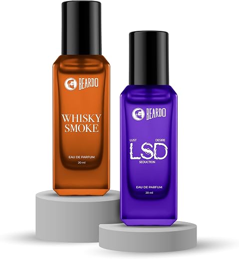 Beardo Dual Intensity- LSD &amp; Whisky Smoke Perfume for Men (20ml x 2) | Long Lasting Fragrance | Long Lasting Perfume for M...