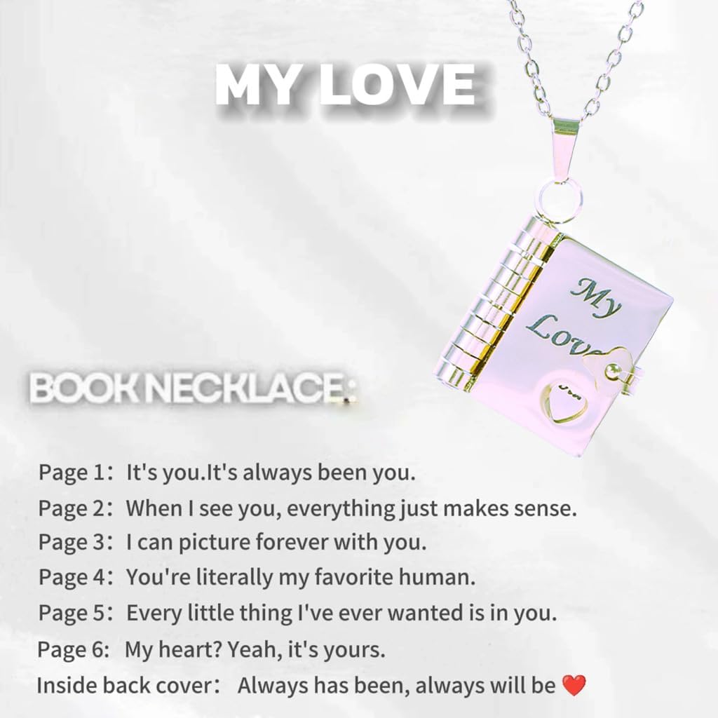 Engraved Love Book Necklace for Daughter, Granddaughter, Couples - My Little Star Locket Necklace for Women with Charm, Bff Necklace for 2 Or Scarf Necklace Gift, Openable with 6 Pages - Image 2