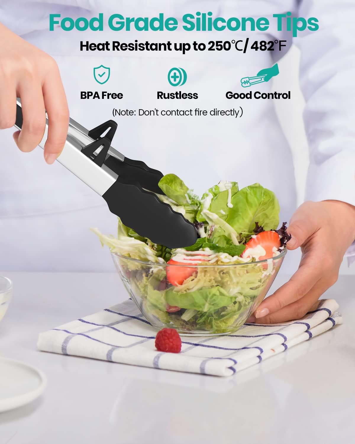 Silicone Tips 12 inch Tongs for BBQ Barbecue Grill &GEEKHOM Grilling Gloves, Heat Resistant Gloves BBQ Kitchen Silicone Oven Mitts, Long Waterproof Non-Slip Potholder Black : Patio, Lawn & Garden