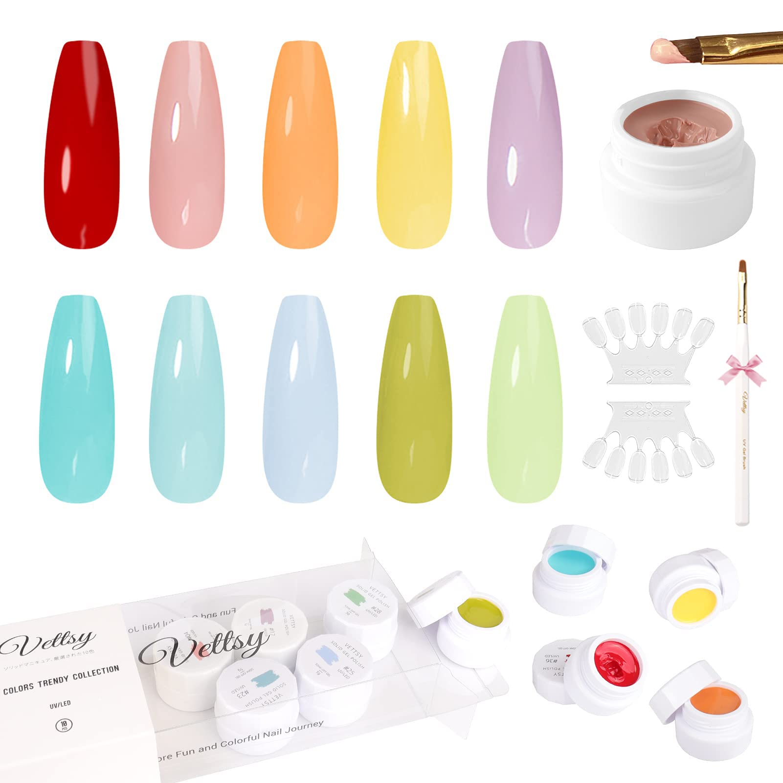 Buy Vettsy Solid Pudding Cream Gel Nail Polish Makaron Set, 10 Colors