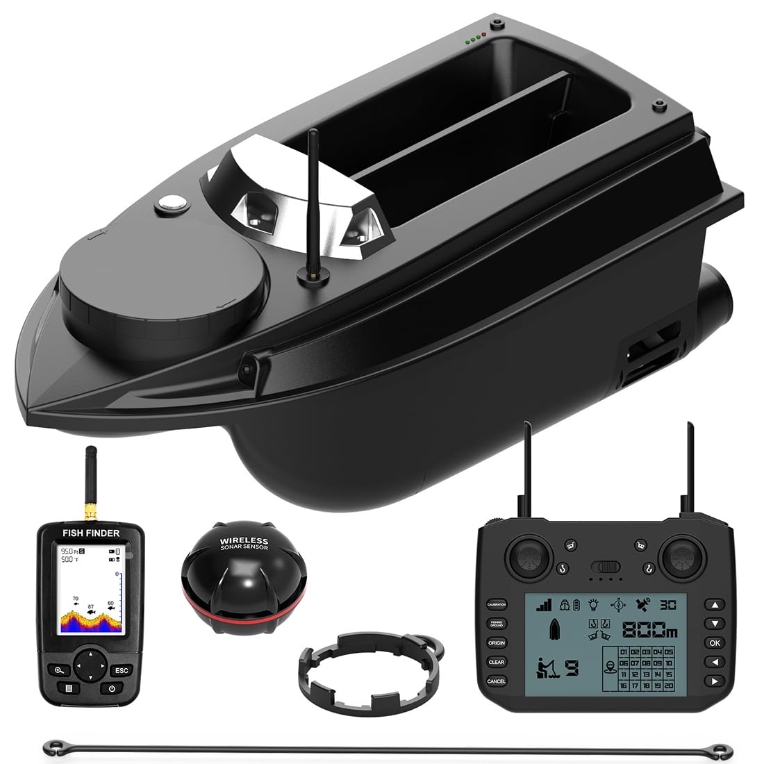 V030 V030 12 V 2,4 G szybki GPS łódź wędkarska z przynętą 800 m, pilot zdalnego sterowania z 40 punktami trasy i pojemnością 3 kg, podwójny lej, idealna do łowienia karpi, edycja Fish