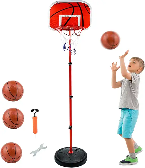 AolKee Tragbarer Basketballkorb Kinder, Verstellbar 50-150cm mit Bällen