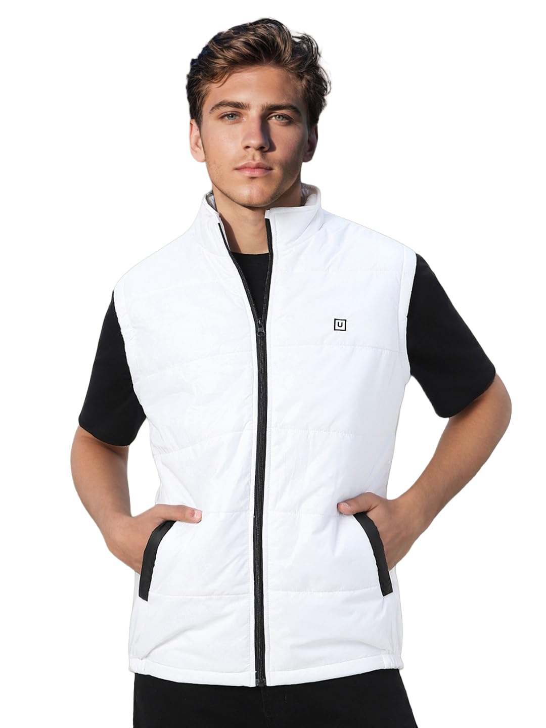 Men's Nylon Sleeveless Zippered Standard Length Puffer Jacket