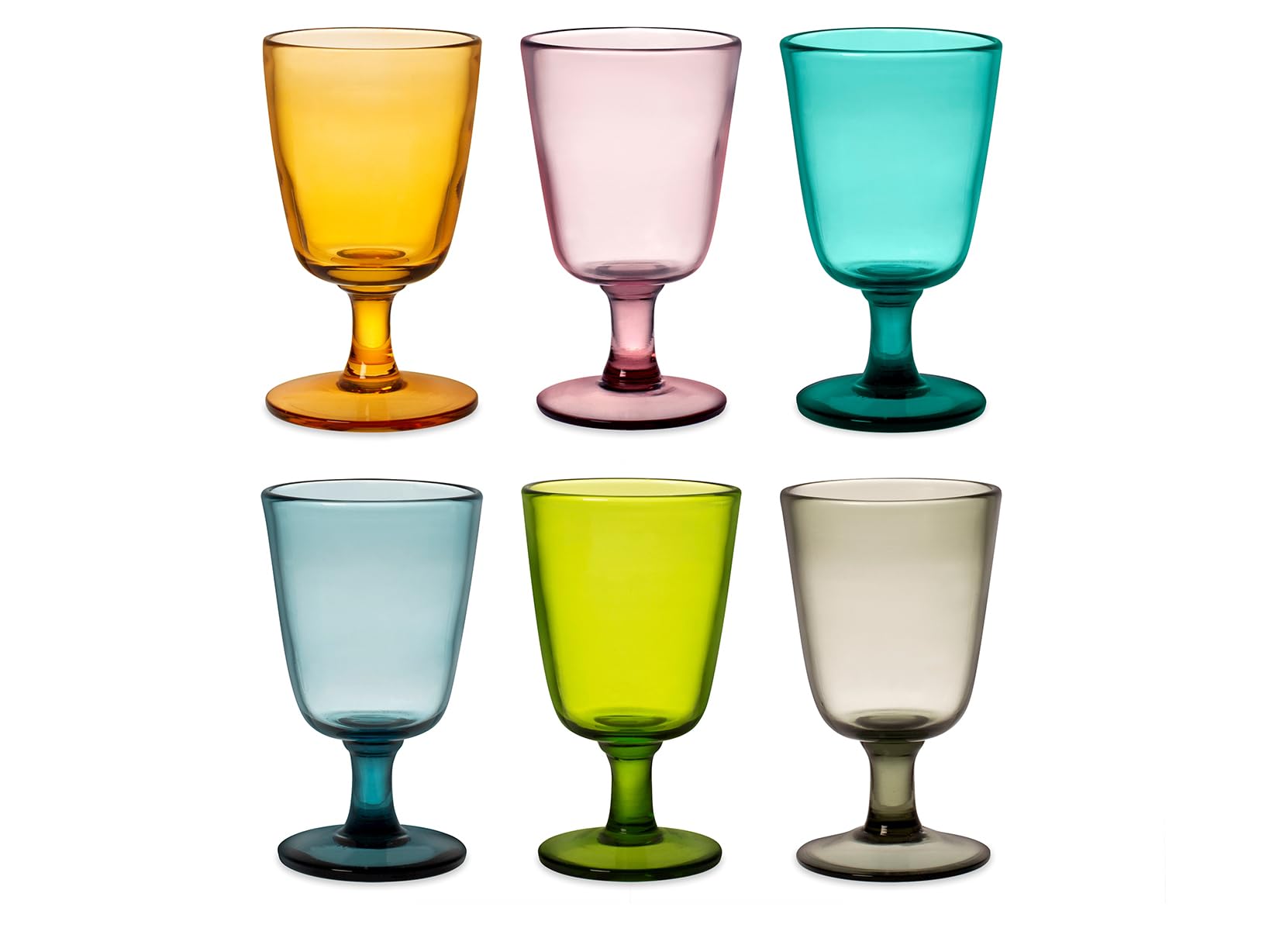 H&H Saturno 832291 Set of 6 Glasses, Glass, Assorted, 28 cl