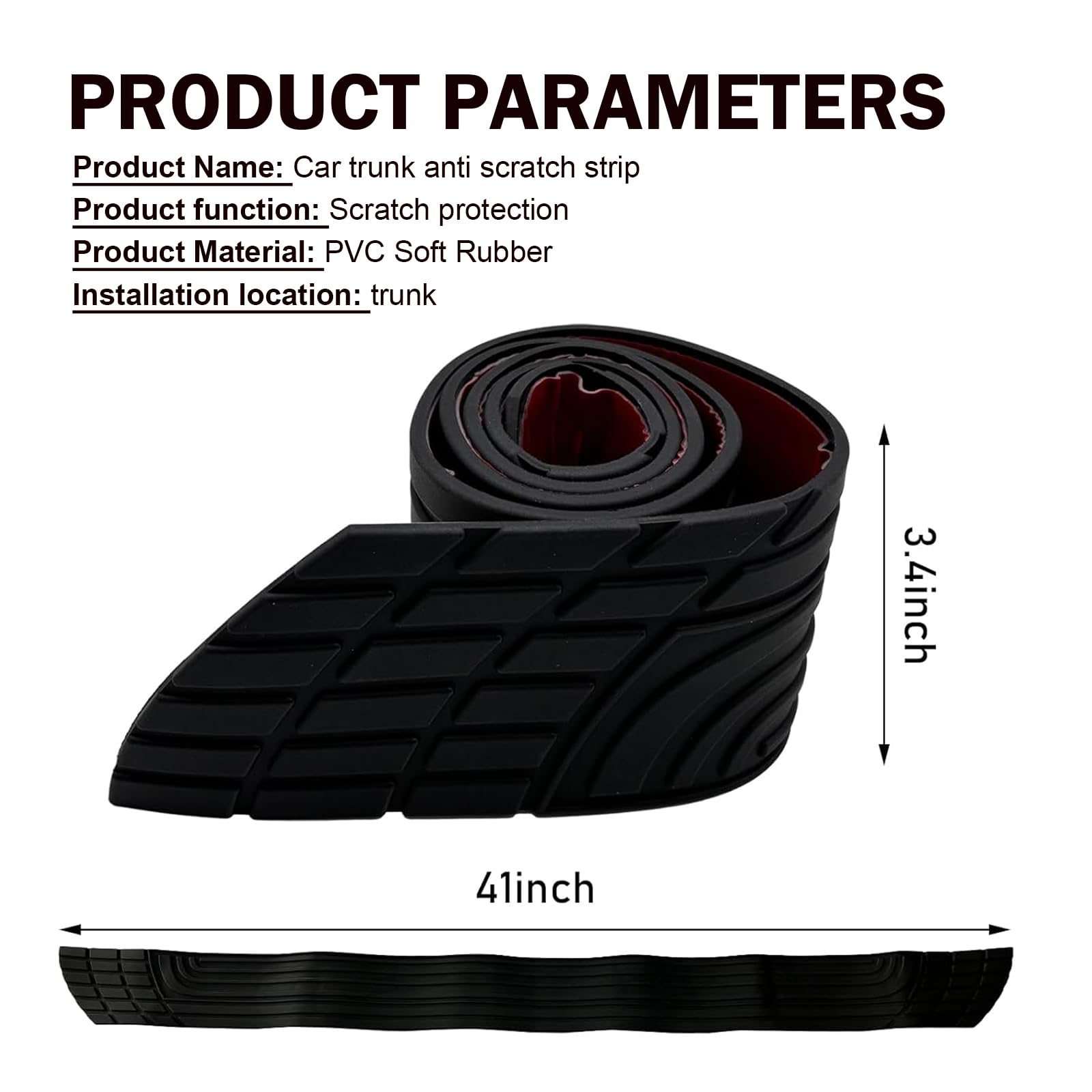 Rear Bumper Protector, 41 x 3.4 inches Universal Automotive Exterior Accessories, PVC Rubber Plastic Anti-Scratch Protection Sticker (Black)