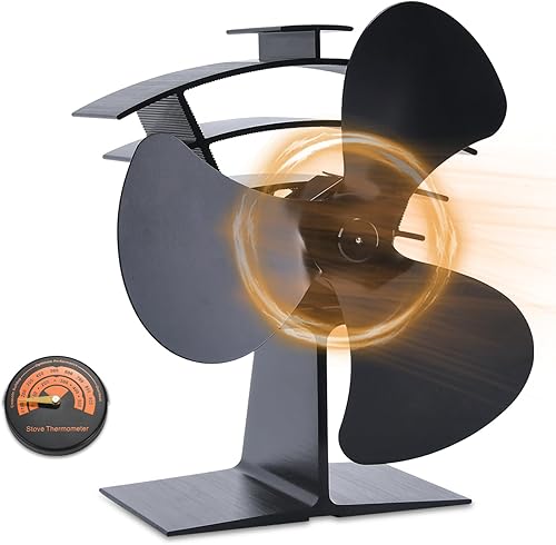 KIAADSY Ventilador de chimenea, ventilador de estufa de calor de 3 aspas para leñaquemador de troncoschimenea, circula eficientemente el aire