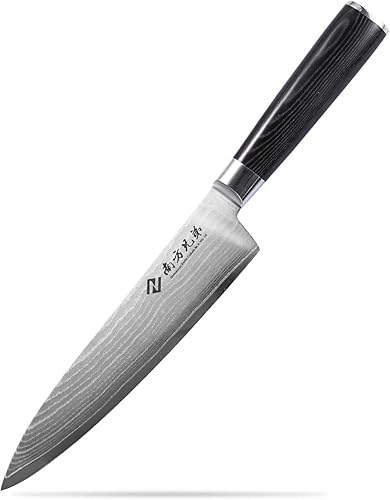 Miniatura 8 de Cuchillo de cocina de Damasco, cuchillo de chef de 8 pulgadas, cuchillo de cortar profesional para verduras y cuchillo de chef multiusos con mango