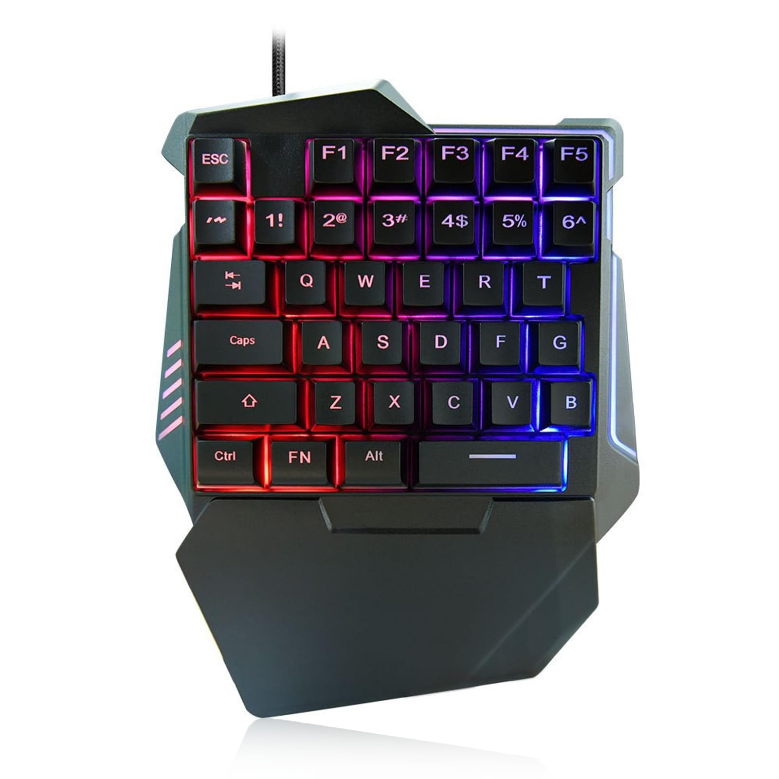 Yunseity One Handed Gaming Keyboard G7 35 Keys RGB Mechanical Gaming Keypad with Wrist Rest Wired USB Mini