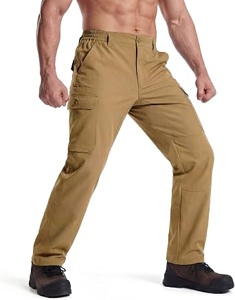 LOOGU Mens Water Resistant Tactical Pants, Ripstop Cargo Pants with Multi-Pockets Hiking Work Outdoor