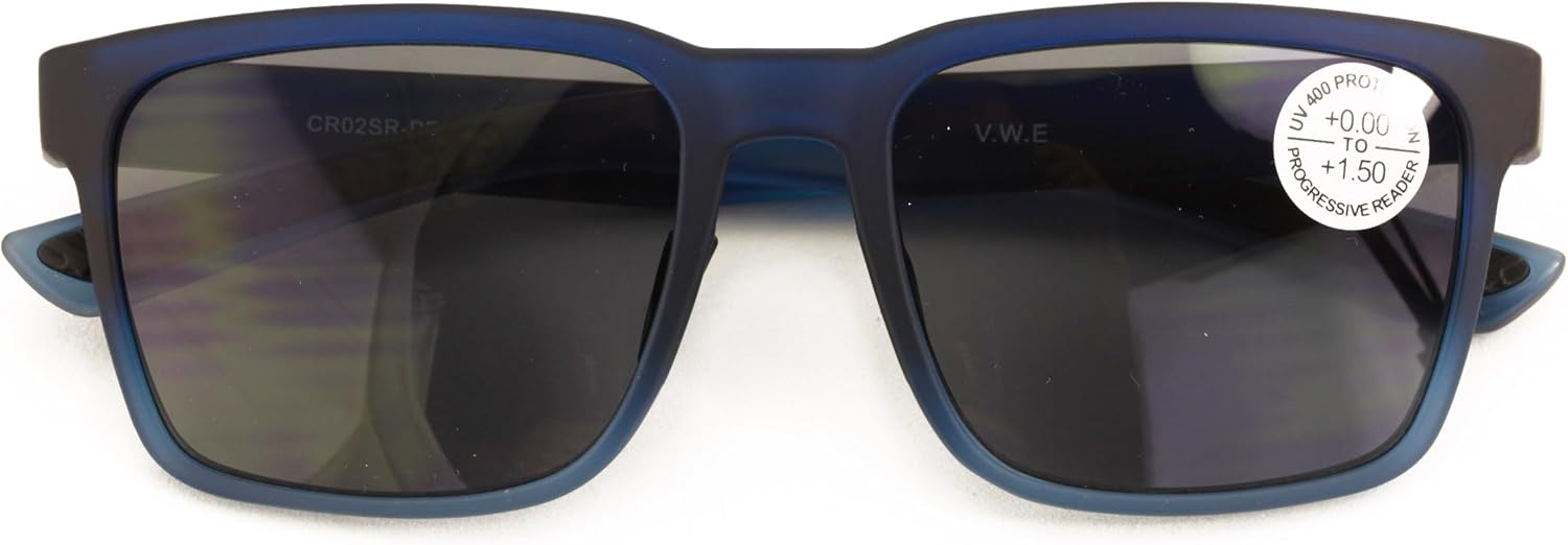 V.W.E. Lightweight Men Progressive Bifocal Reading Sunglasses – No Line, No Bubble – Zero Power on Top, UV Protection CR02 - Image 5