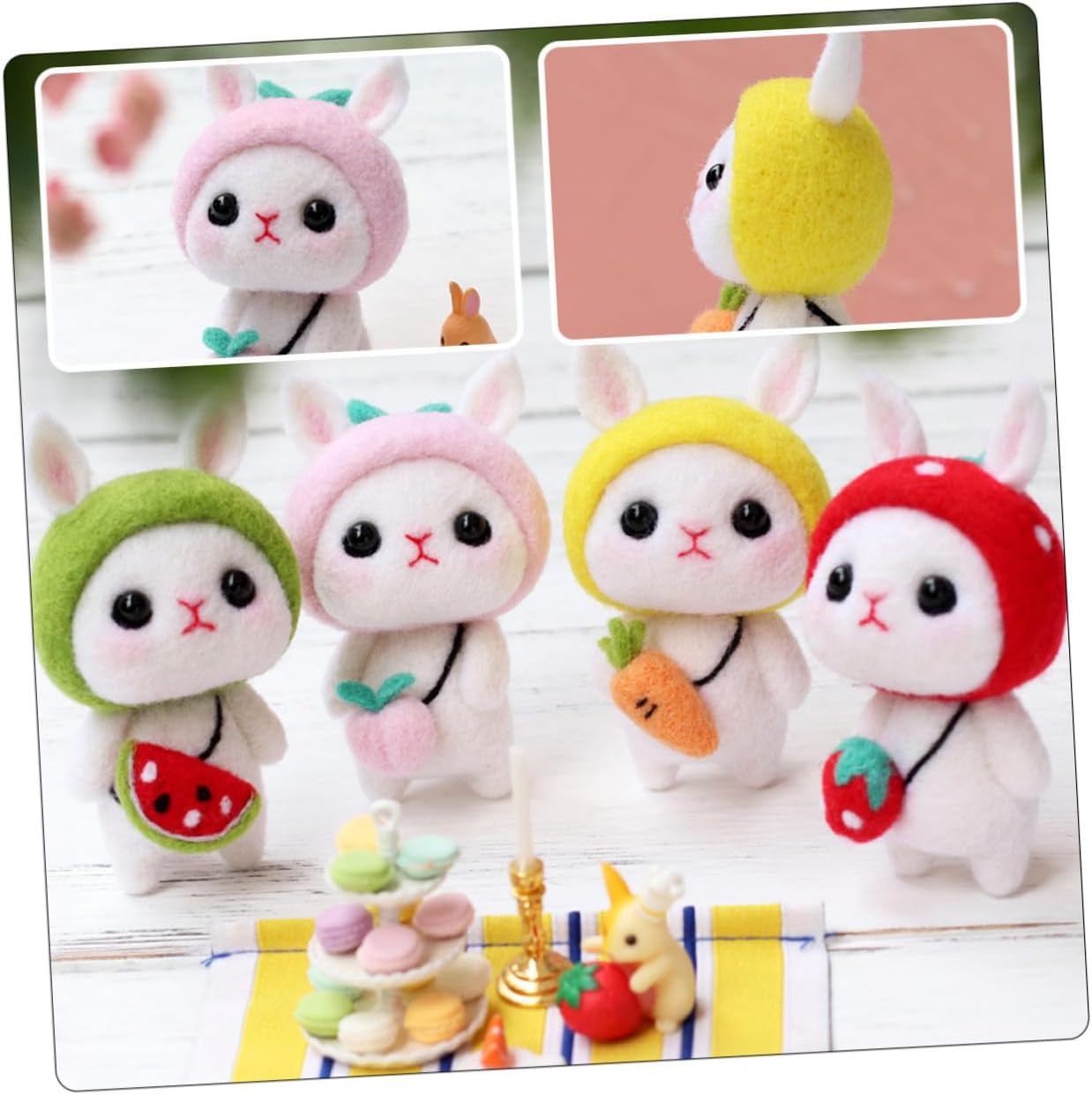 MOKKHNB 4 Sets DIY Needle Felting Kit for Beginners Safe Wool Craft Accessory with Complete Materials Convenient Mini Doll Making Felting Sets Style for Adults Creative Activities