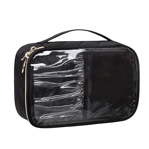 OCHEAL Bolsa de maquillaje transparente, organizador portátil de maquillaje, bolsa de cosméticos, bolsa de maquillaje de viaje, bonita bolsa