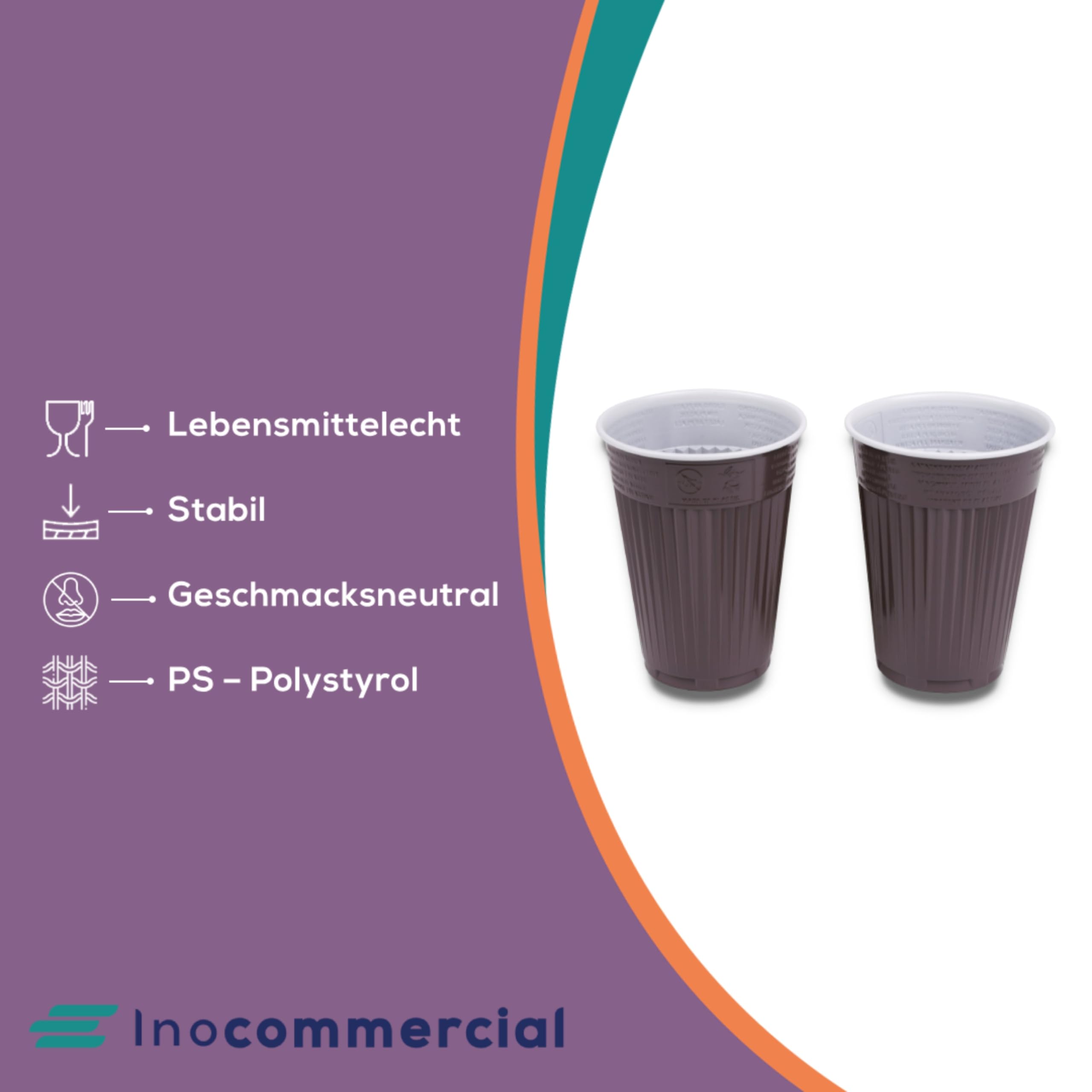 Inoverse Kubek do automatu, 180 ml, brązowy kubek termiczny, plastikowy kubek do kawy, jednorazowy kubek termiczny, 3000 sztuk