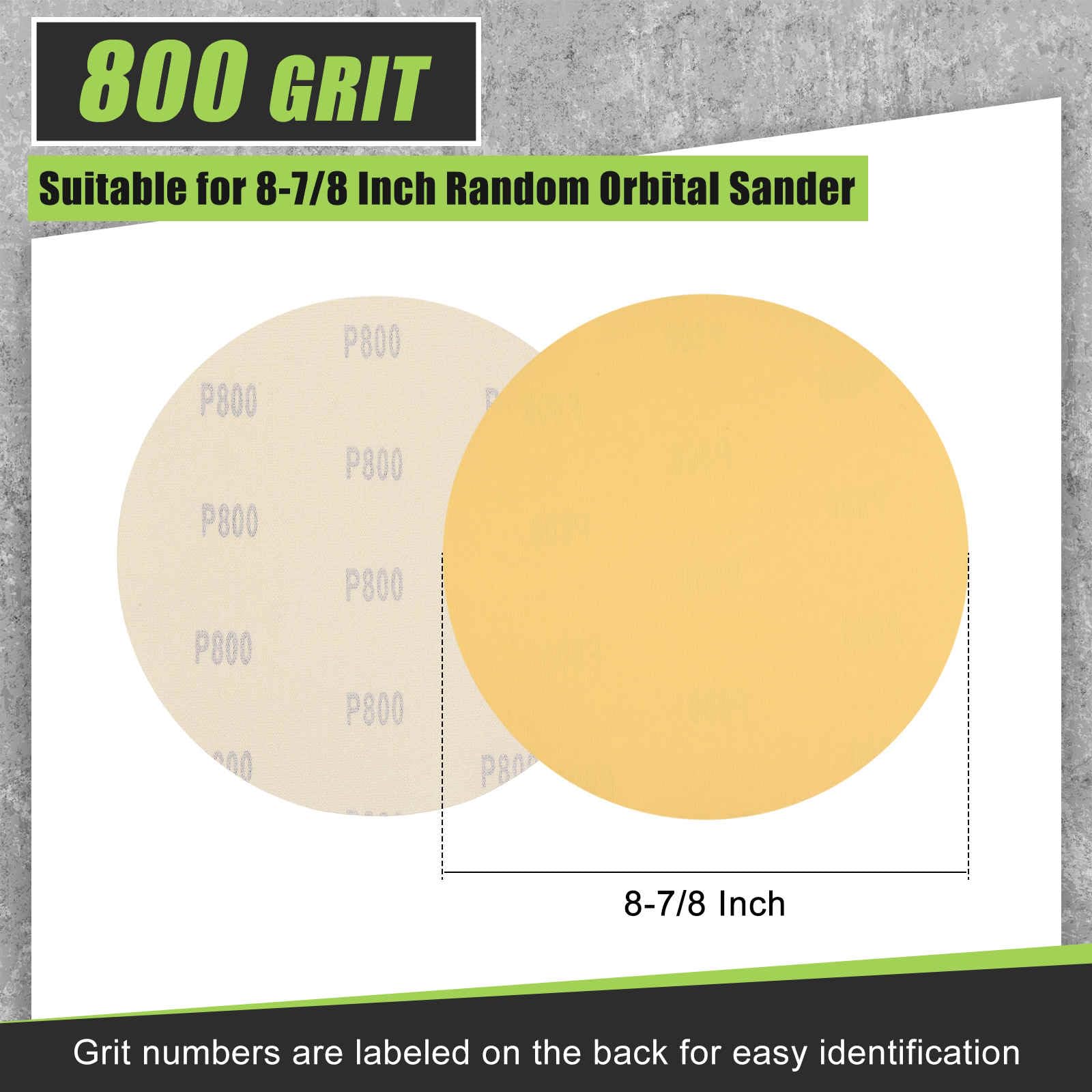 DTGN 220 mm 800 Grit Hook and Loop Sanding Disc, 15 Pcs - Image 2
