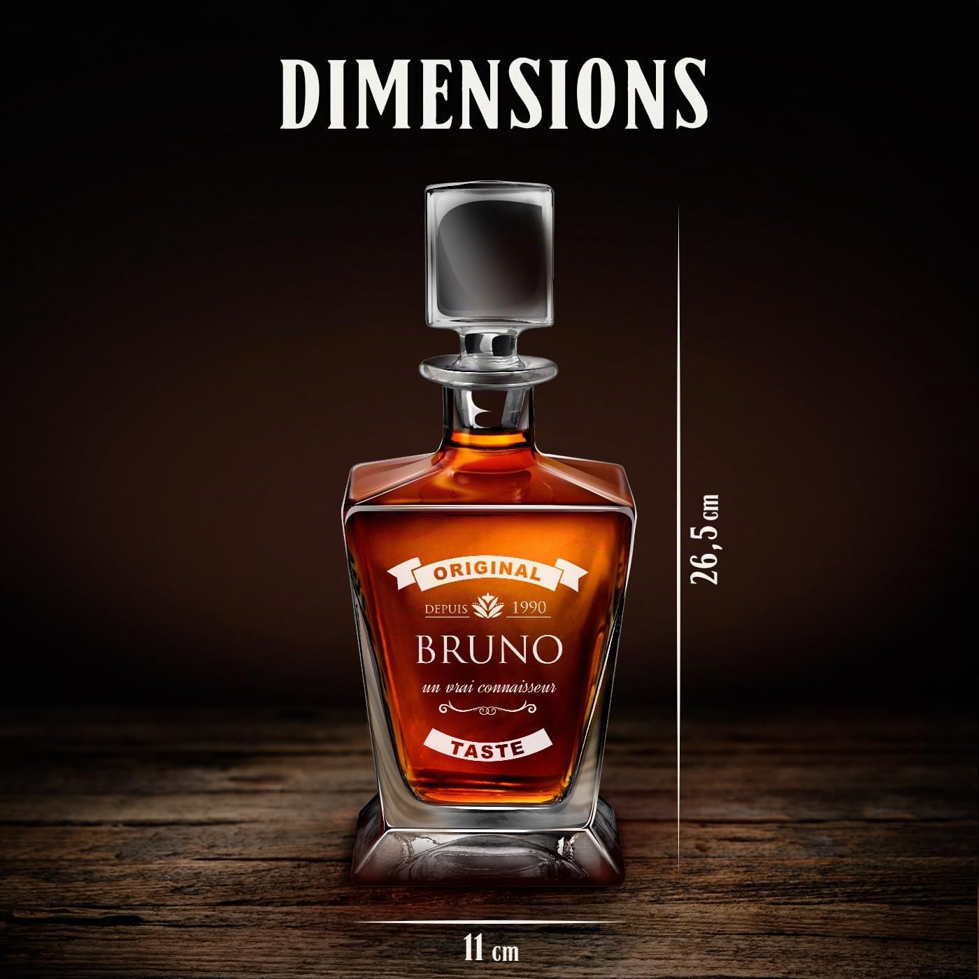 Maverton Carafe à whisky pour homme - 0,8l Décanteur gravé - Avec motif décoratif - Carafe en verre pour connaisseur - avec personnalisation - pour anniversaire - pour lui - original