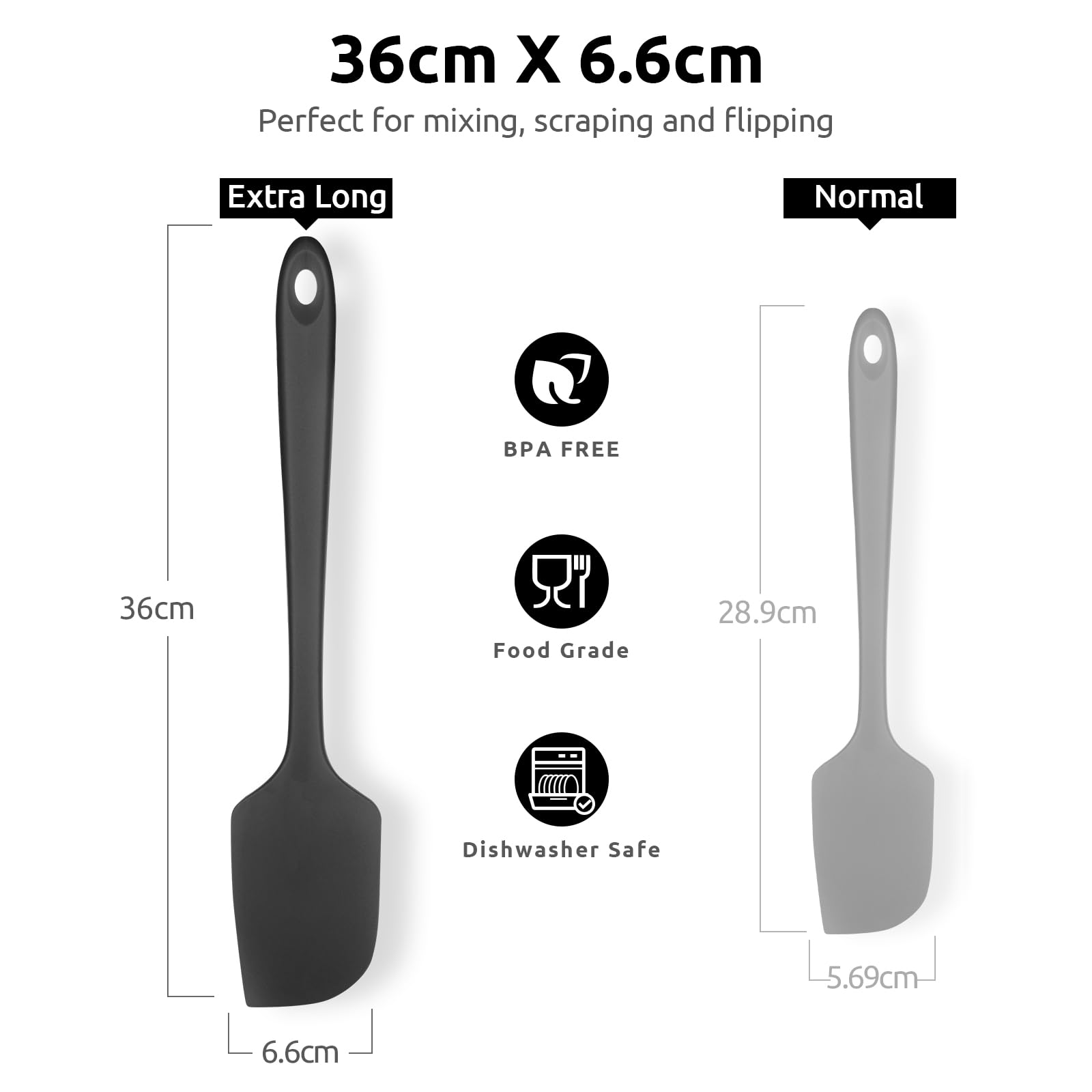 U-Taste 35.6cm Extra Large Silicone Spatula: 250℃ Heat Resistant Long Flexible Rubber Bowl Scraper - Image 2