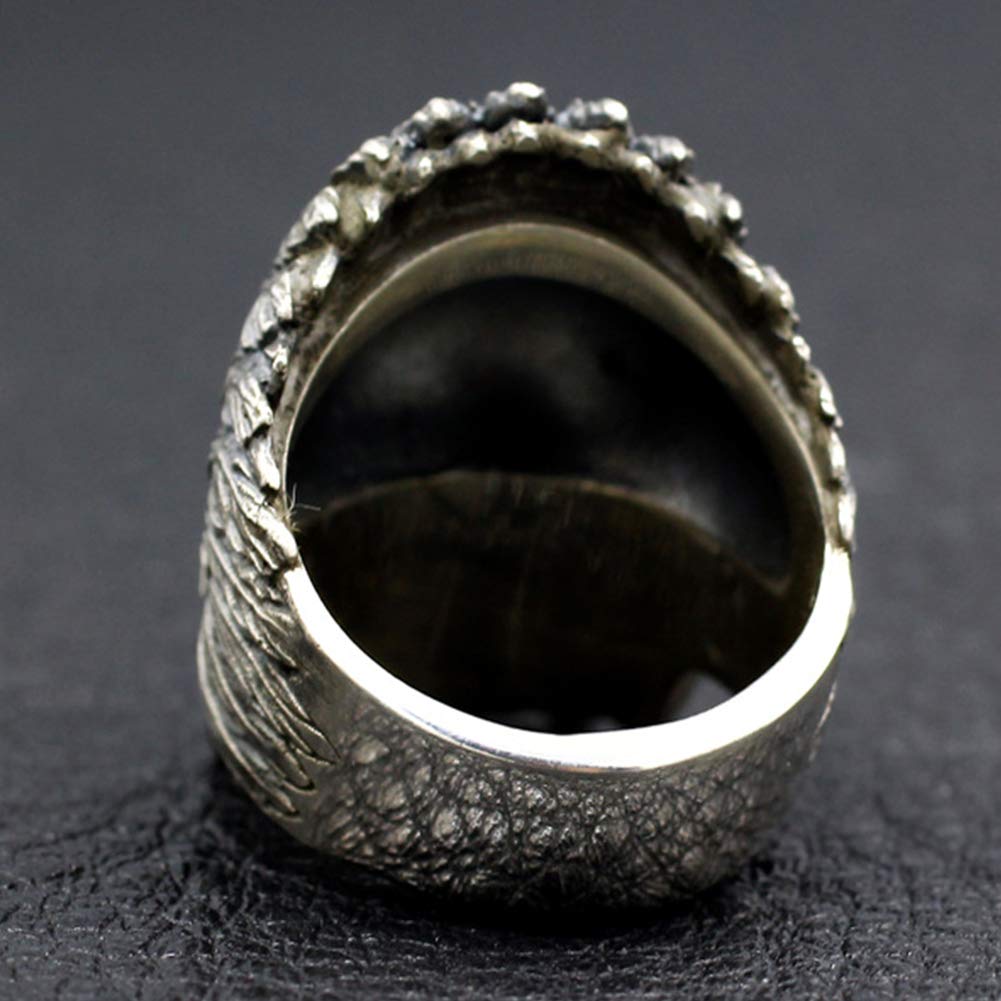 YABEME 925 Sterling Silber Indian Chief Ring, Vintage Tribal Amulett Rock Punk Gothic Schmuck, Männer Coole Geburtstagsfeier Biker Geschenk (Größen 17-28)