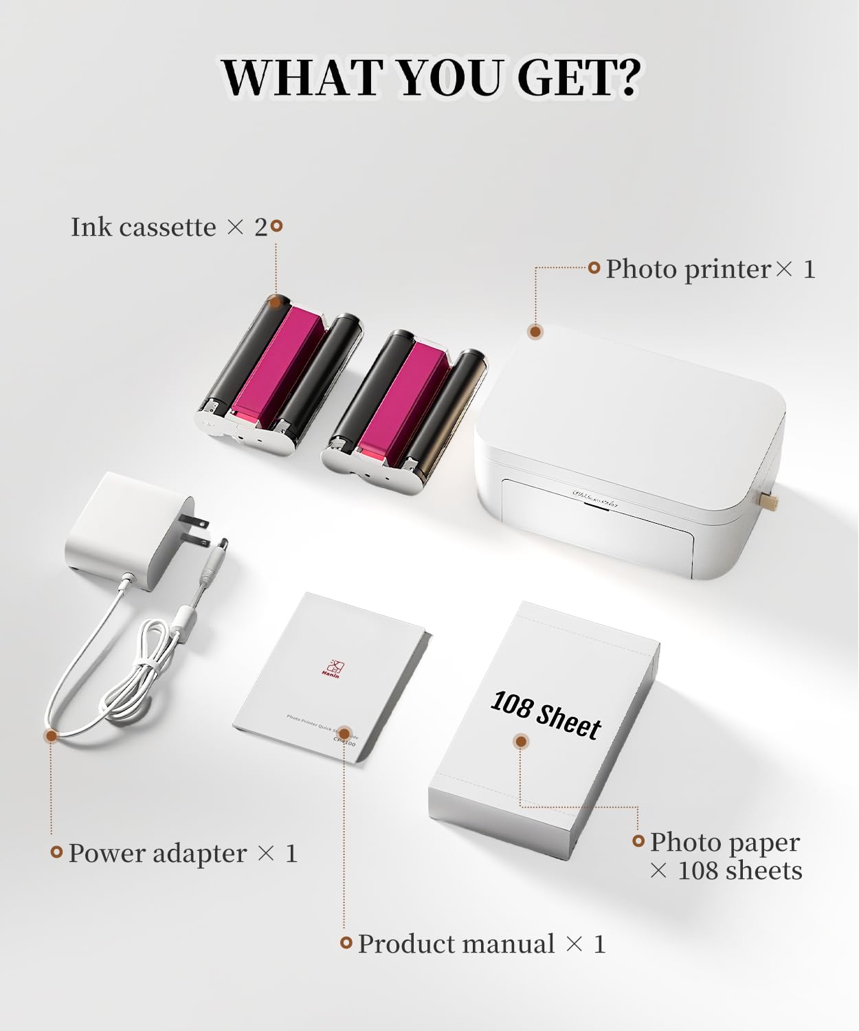 iDPRT Stampante fotografica 4x6, 108 fogli e 2 nastri, stampante istantanea per iPhone, Android, sublimazione termica, connessione WI-Fi, stampanti fotografiche a colori per uso domestico