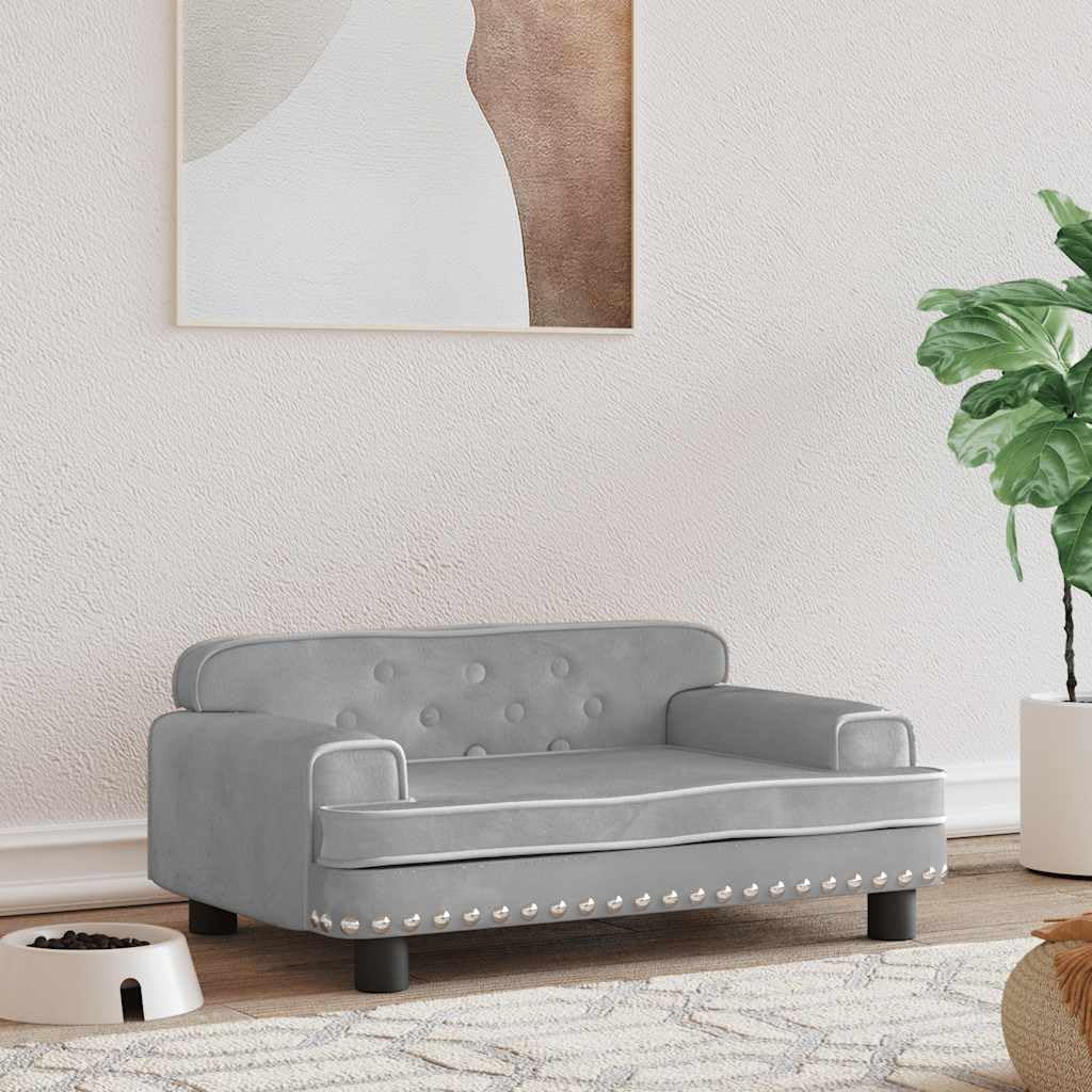 vidaXL Hundebett, Hundekissen mit weicher Polsterung, Hundesofa Hundecouch für kleine Hunde Haustiere, Haustierbett Katzenbett, Hellgrau Samt