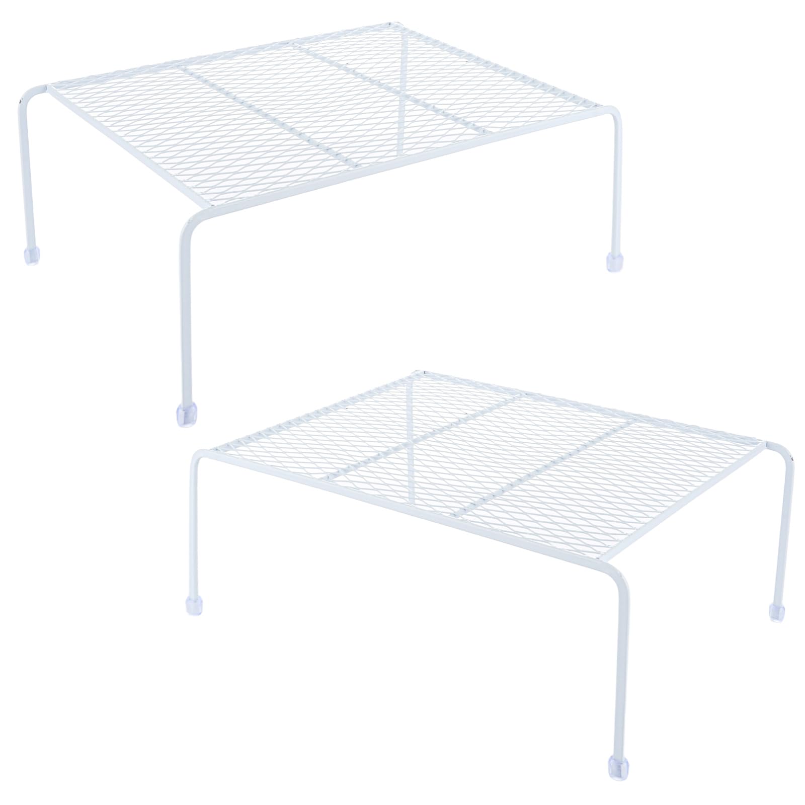 ASelected 2 Pack Kitchen Cupboard Organiser, 33x23x13cm Metal Wire Cupboard Shelf Organiser, White Home Storage Shelf Wire Rack Kitchen Cupboards Storage Solutions