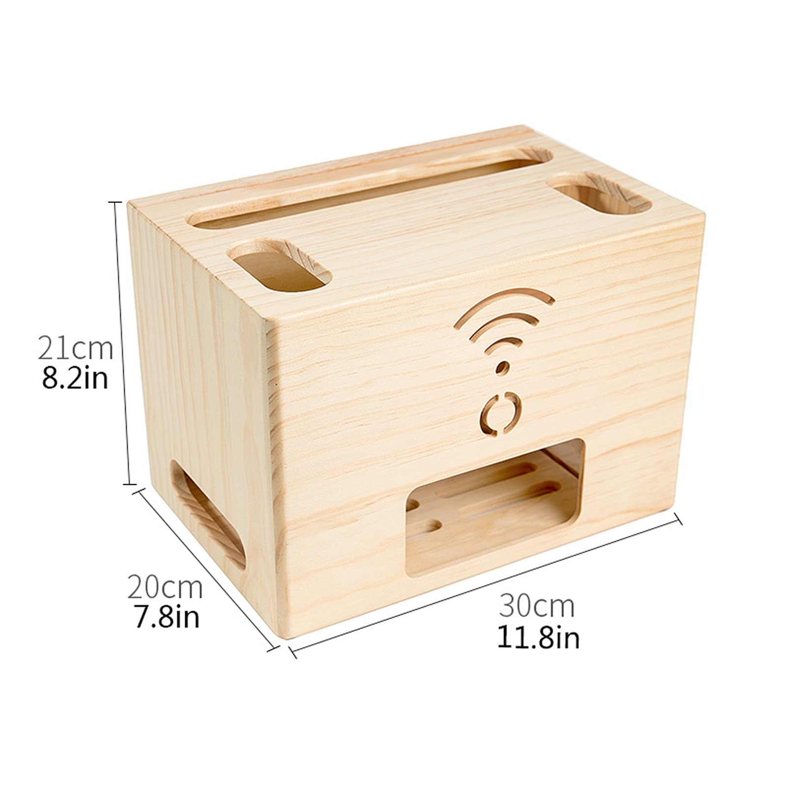 Organizadora de Cables Caja de cable de madera Caja de cable inalámbrica Rack Home Office Power Strip Box de almacenamiento Caja de administración de cables de doble capa, Ocultar cables y PowerStrips