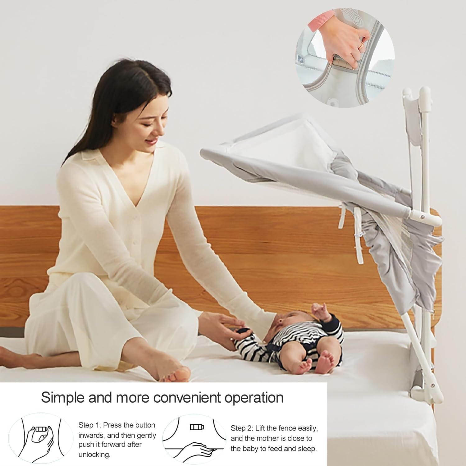 BHAJANSHREE 3-in-1 Baby Bassinet, Bedside Sleeper & Portable Crib – Adjustable Height, Breathable Mesh, Soft Washable Liner, Easy Assembly, Next-to-Me Co-Sleeper Bed (Multicolor) 1