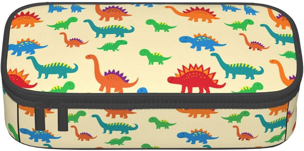 Gkyygk Colorful Dinosaur Big Pencil Case Pencil Pouch Portable Large Storage Pen Box Makeup Bag For Desk Stationery Supplies Storage Organizer