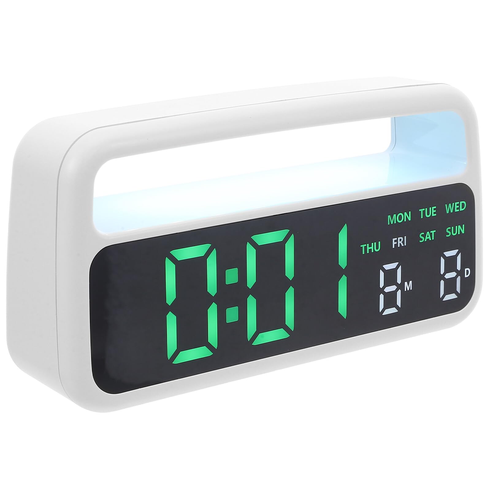 Réveil lumineux automatique avec affichage date et grand calendrier de semaine