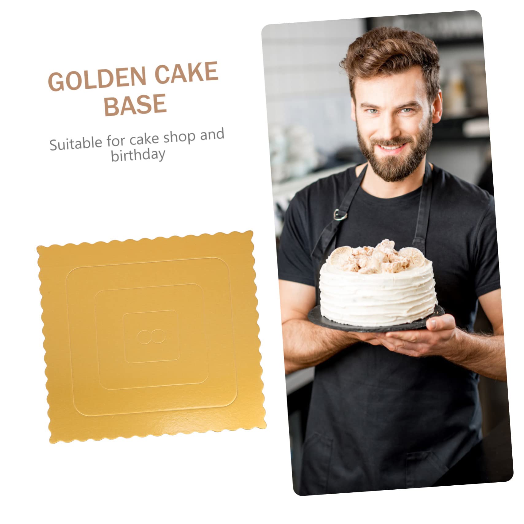 ABOOFAN 10 Plateaux à Gâteaux Carrés en Carton Doré, Support Solide pour Gâteaux, pour Présentation et Emballage, Lot de 10, Style Élégant