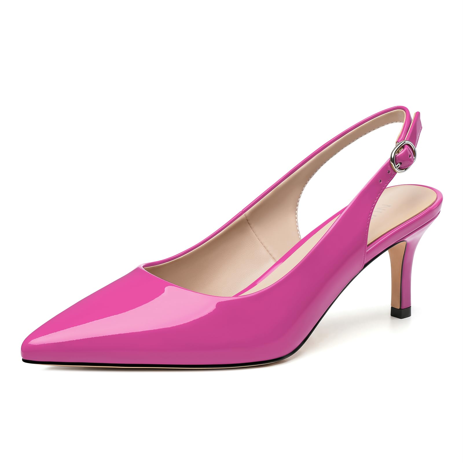 NUMALEO Kitten Heels for Women Pointed Toe Slingback Pumps | 2.5 Inch Close Toe Comfortable Pumps Wedding Party Casual Work Dress Shoes