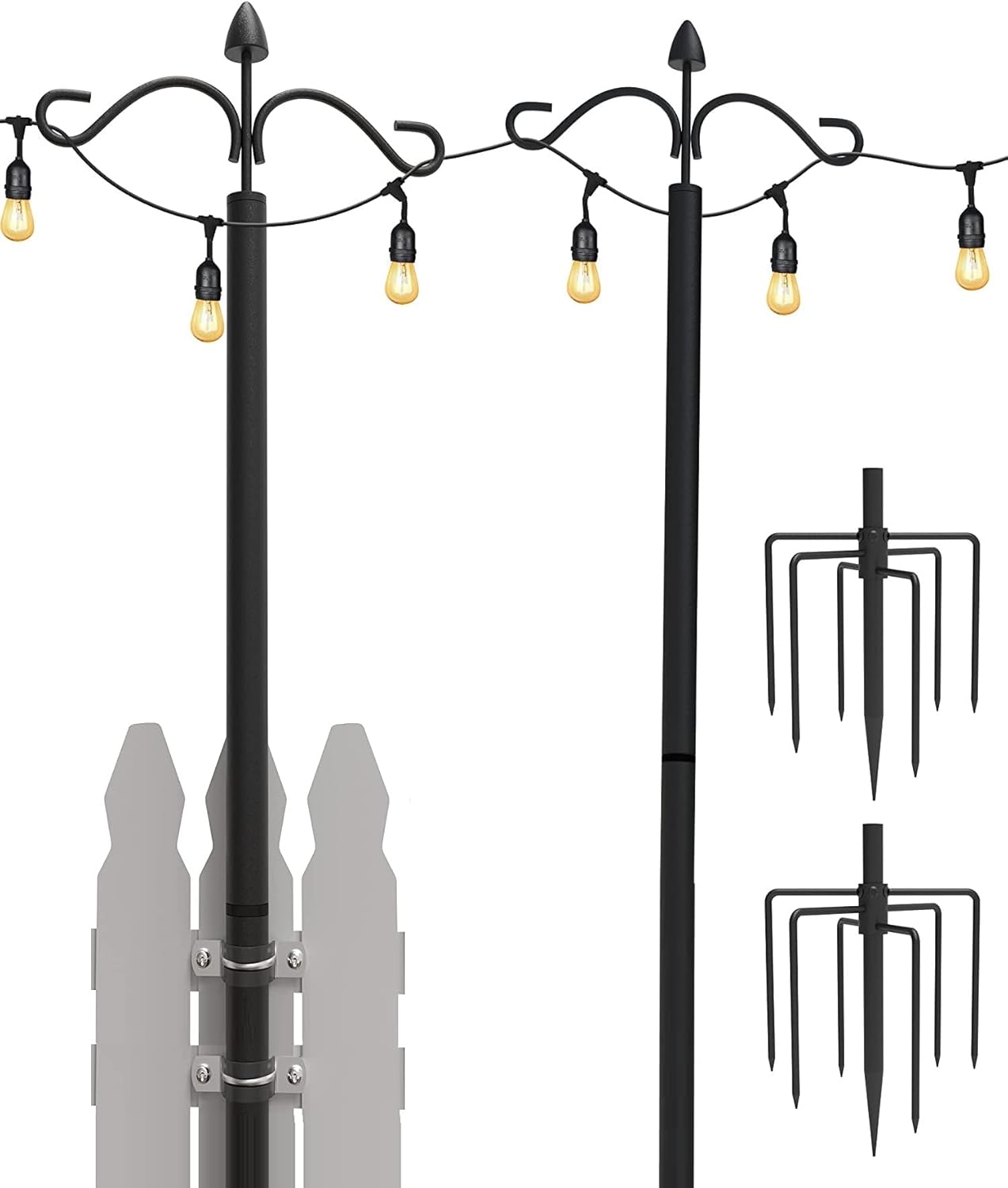 JACKYLED Outdoor String Light Pole 2 Pack , Adjustable 9FT