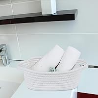 Vista 6 de ABenkle Cesta de almacenamiento pequeña, mini canasta, lindas cestas tejidas de cuerda de algodón, cubo decorativo bohemio para perros y gatos