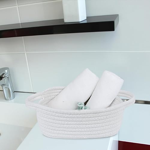 Miniatura 6 de ABenkle Cesta de almacenamiento pequeña, mini canasta, lindas cestas tejidas de cuerda de algodón, cubo decorativo bohemio para perros y gatos para