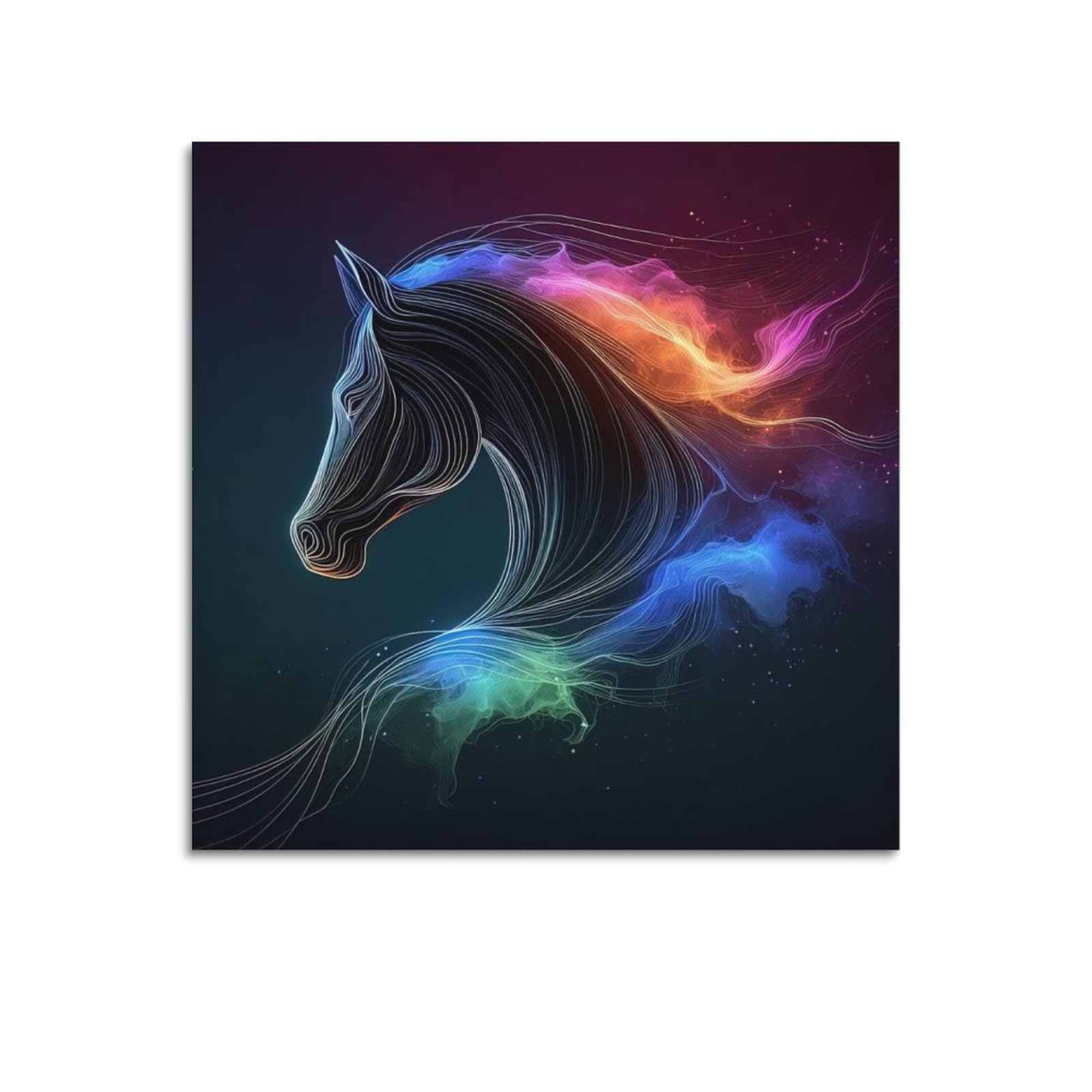 WZKTCL Animal Poster Rainbow Horse Shadow Poster Decorative Painting Canvas Wall Posters And Art Picture Print Modern Family Bedroom Decor Posters 16x16inch(40x40cm)